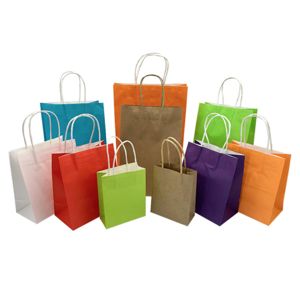 Customized Shopping Paper Bags Logo Printed Fast Food Packaging Takeaway Twisted Handle Kraft Paper Bag