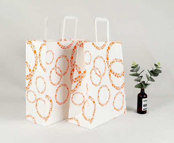 Custom Printed Your Own Logo White Brown Kraft Gift Craft Shopping Paper Bag With Handles