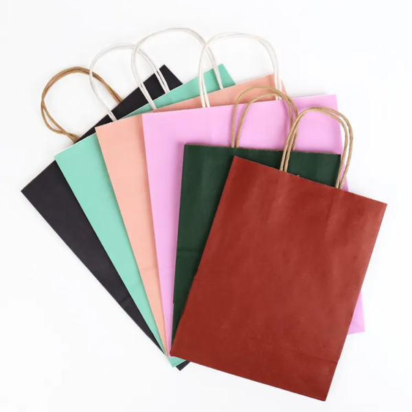 Luxury Custom Printed Your Own Logo White Brown Kraft Gift Craft Shopping Paper Bag With Handles