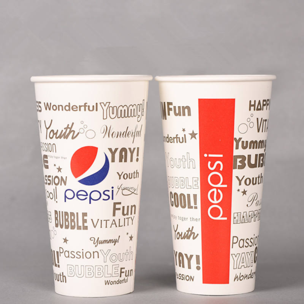 Disposable Customized Double Coated Cold Drink Pepsi Cola Paper Cup With Lids