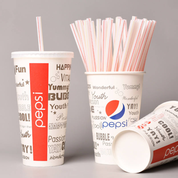 Disposable Customized Double Coated Cold Drink Pepsi Cola Paper Cup With Lids