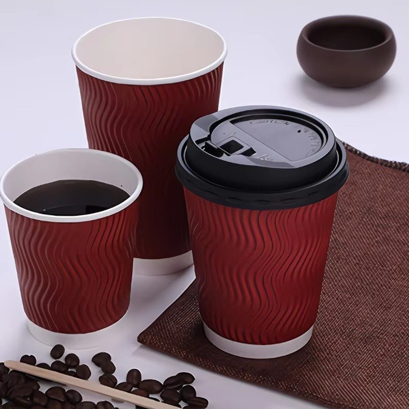 Disposable 8oz Double Wall Kraft Carton Pe Coated Custom Brand Logo Color Paper Cup Manufacturers
