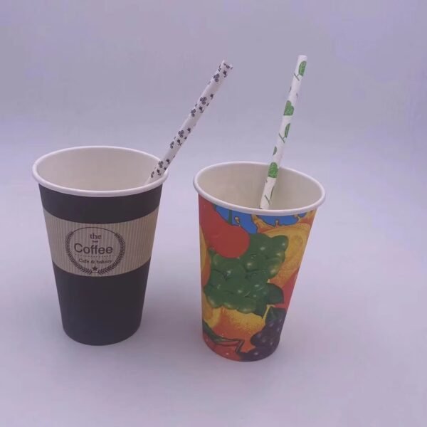 Wholesale Lions Brand 4oz/6oz/7oz/8oz Synthetic Paper Disposable Single Wall Cups Custom Logo for Juice Beverage