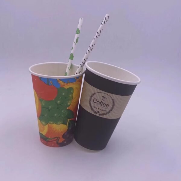 Wholesale Lions Brand 4oz/6oz/7oz/8oz Synthetic Paper Disposable Single Wall Cups Custom Logo for Juice Beverage