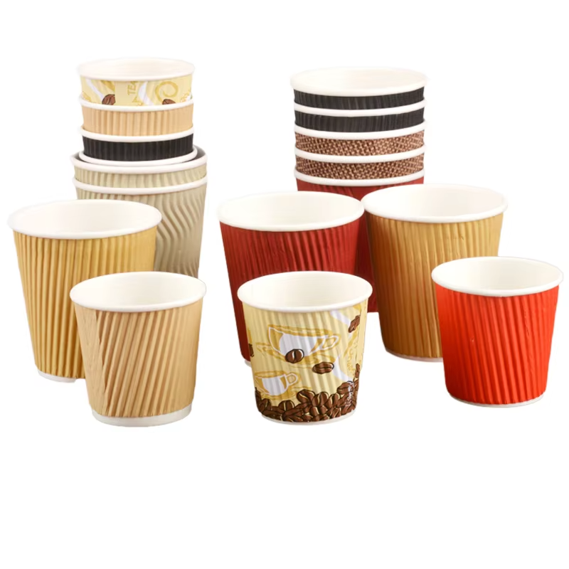 Hot Selling High Quality 4oz 7oz 8oz 12oz Double Ripple Paper Cups