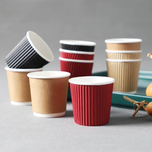 New Trends High Grade Custom Recyclable Paper Hot Stamping Ripple Wall Paper Coffee Cup