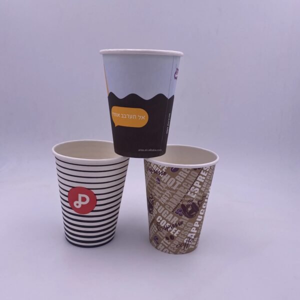 Business Hospitality Disposable Synthetic Paper Cups Lids Double Insulation Recyclable Ripple Wall Design Multiple Sizes