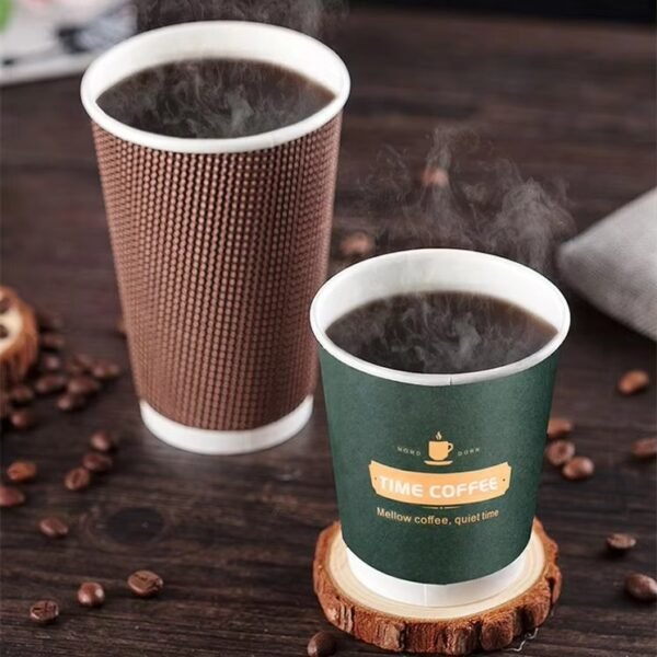 Upscale Odorless Takeaway Package for Commercial Use Double Ripple Wall Paper Cup