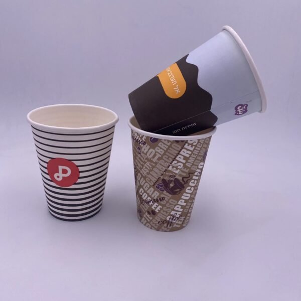 Business Hospitality Disposable Synthetic Paper Cups Lids Double Insulation Recyclable Ripple Wall Design Multiple Sizes