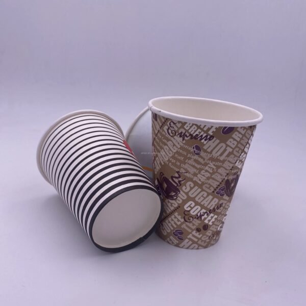 Business Hospitality Disposable Synthetic Paper Cups Lids Double Insulation Recyclable Ripple Wall Design Multiple Sizes