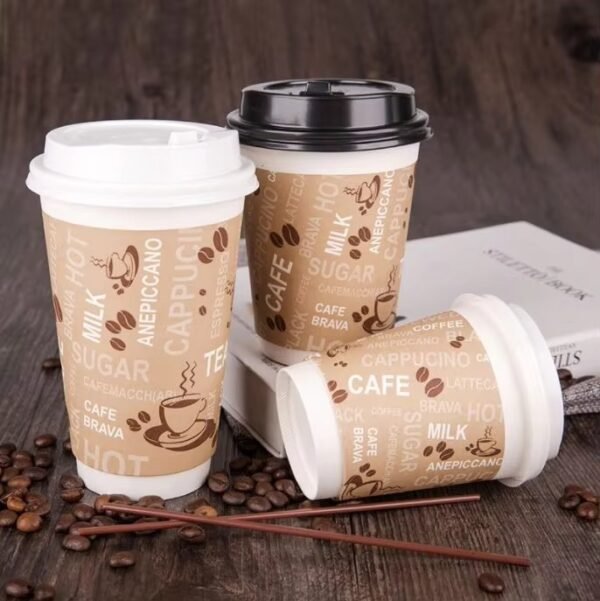 Synthetic Paper Disposable Ripple Wall Cups-Recyclable Various Sizes (2.5oz-16oz)