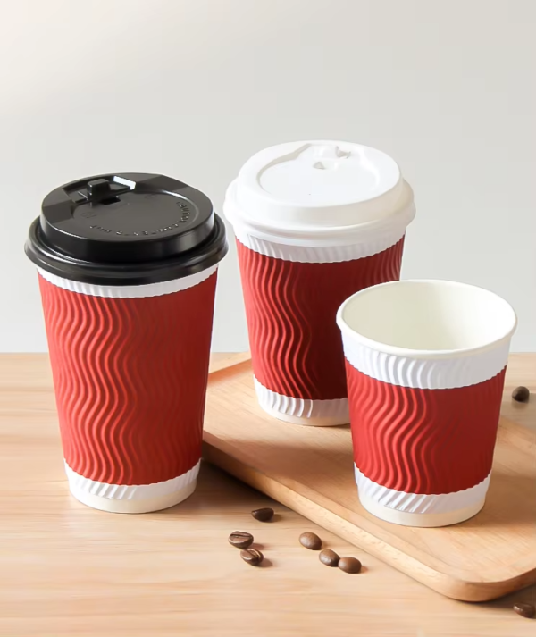 Customized Coffee Drinking Tea Paper Cup Disposable Paper Coffee Cups Double Wall Ripple Wall Paper Coffee Cups