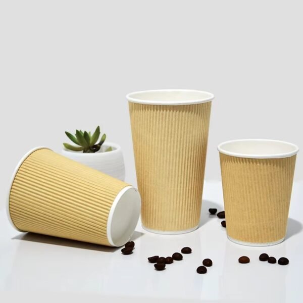 Upscale Odorless Takeaway Package for Commercial Use Double Ripple Wall Paper Cup